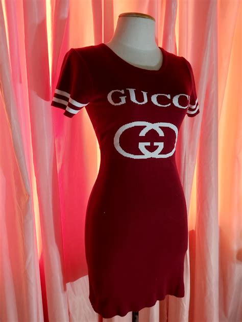 red gucci gown|Gucci bodycon dress.